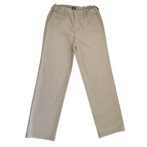 Dickies Men's Wide Leg Pants Size 14 Khaki Elastic Waist Relaxed Fit